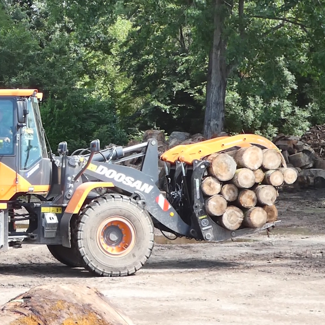 Forcone industriale per tronchi su pala gommata doosan