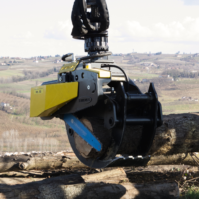 pinza forestale con motosega dalmasso al lavoro